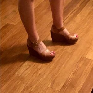 Michael Kors Abbott Leather Wedge- Size 8